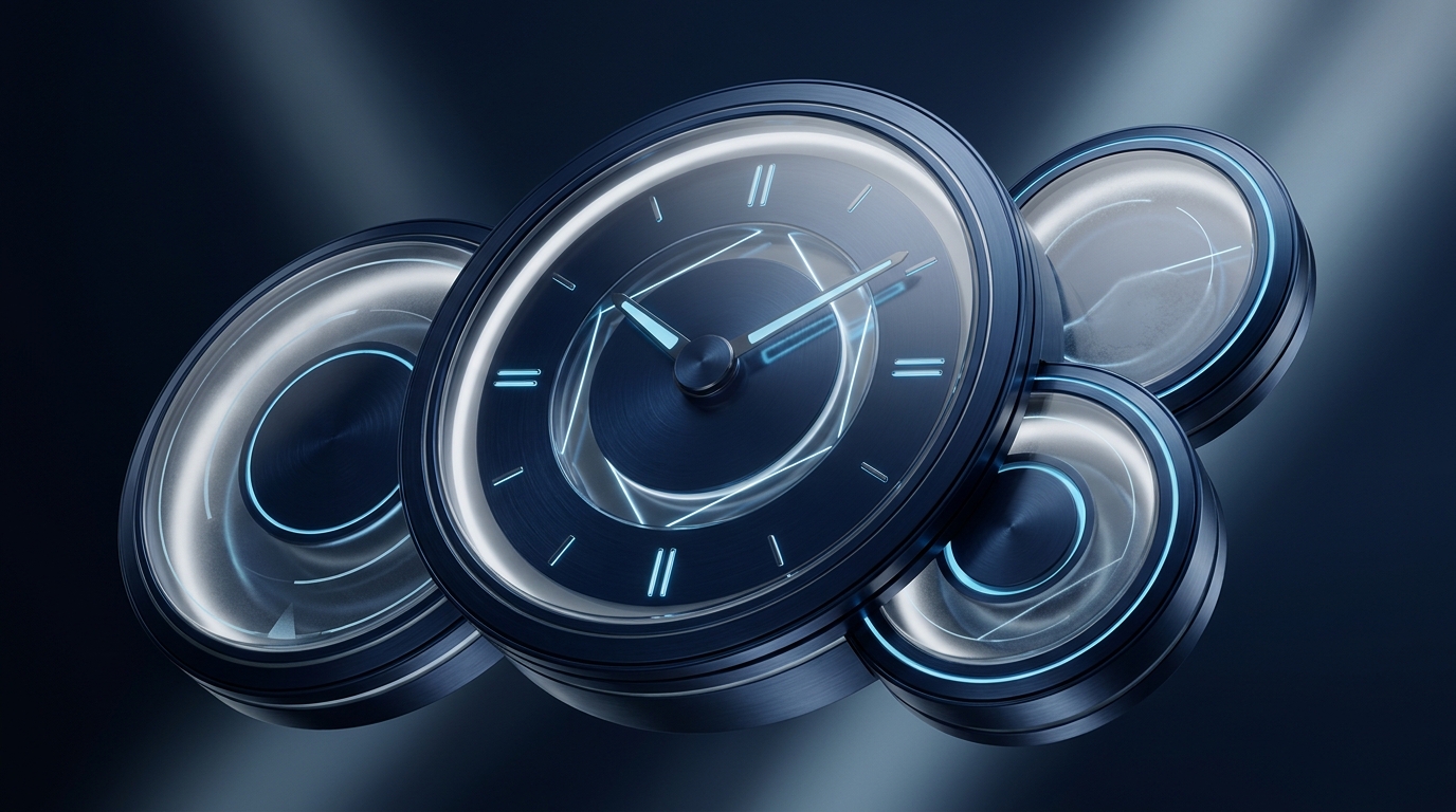 Four interlocking instrument dials representing the four-signal measurement stack